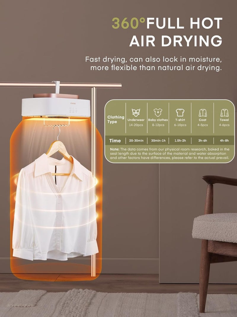 FOHERE Portable Clothes Dryers, Mini Laundry Dryers with Timer Function & Dry Bag, Easy to Use Multiple Compact Dryer for Clothes, for Travel, Apartment, RV, Dorm, for Light Clothes, Underwear, Baby Clothe - Image 3
